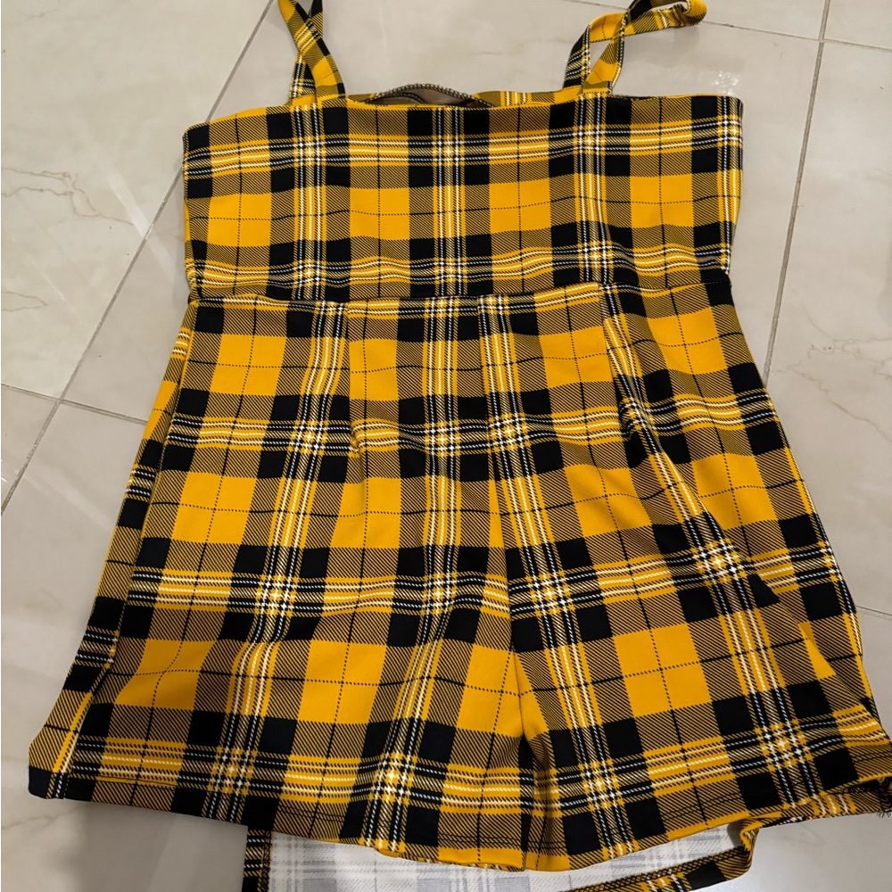 Yellow/Black Dress with Shorts